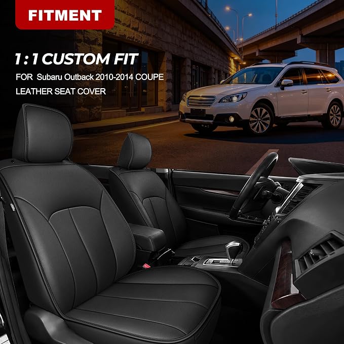 TTX LIGHTING Custom Fit Seat Covers for Subaru Outback 2010-2014 | All-Season Interior Protection with Original Seat Pattern, Waterproof Faux Leather, Airbag Compatible - Image 2