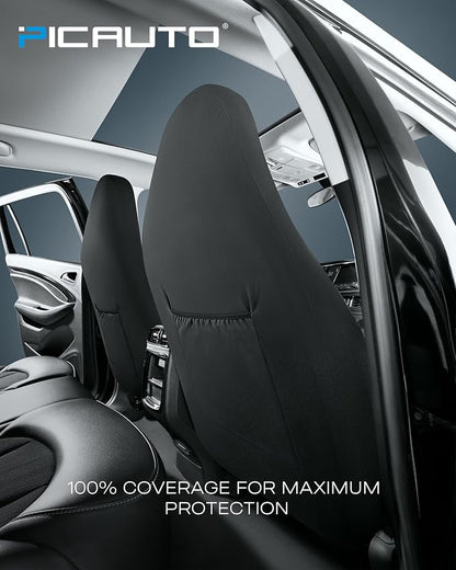 PIC AUTO Leather Car Seat Covers, Sports Carbon Fiber & Mesh Design, High-Back Full Set, Waterproof Automotive Seat Covers, Airbag Compatible, Universal Fit for Cars, SUVs, Trucks (Black & Gray) - Image 7