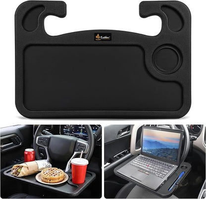 EcoNour 2-in-1 Steering Wheel Desk for Chevrolet Silverado1500 2019-2026 | Car Tray Table | Laptop Car Mount with Pen Holder Food Tray for Eating with Drinks Holder Multipurpose Travel Car Accessories by EcoNour