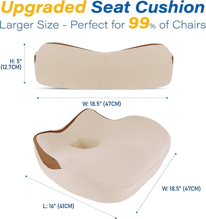 Allaboutsla Car Seat Cushion for Driving, Car Seat Pillow for Short Drivers | Ergonomic Memory Foam Seat Cushion for Pain Relief, Adult Booster Seat for Car, Butt Cushion for Car, Truck, Office, Beige - Image 7