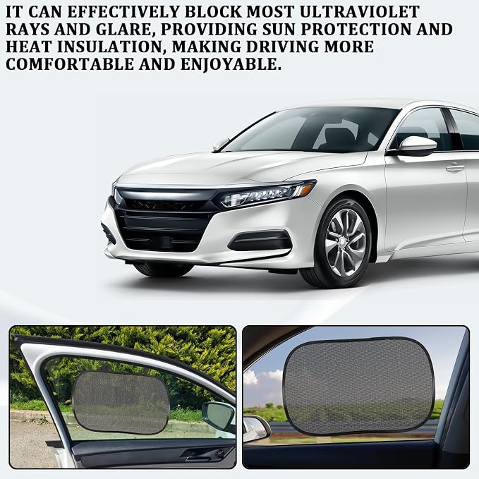 2PCS Car Window Shades, Static Cling Sun Shade for Side Windows, UV & Heat Protection Anti-Glare Auto Window Screen for Baby Safety & Comfortable Driving, Universal Fit Car Accessories - Image 3
