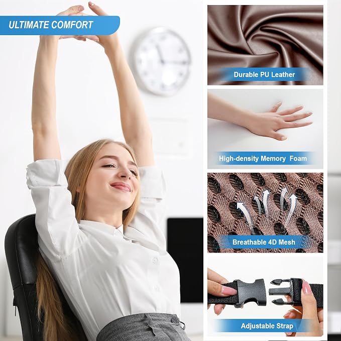 Lofty Aim Lumbar Support Pillow for Car, Car Seat Back Support for Driving | Memory Foam Car Lumbar Support for Driving, Car Back Cushion, Adjustable Straps, Lower Back Pillow, Breathable 4D Mesh, Brown - Image 5