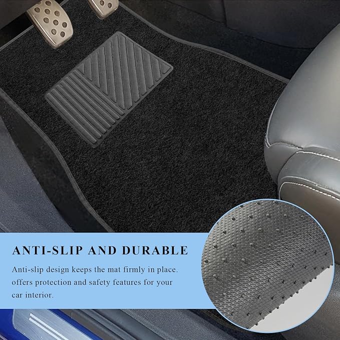 4PCS Car Floor Mats, Waterproof Non-Slip Car Floor Liners with Safety Heel Pad, All-Weather Wear-Resistant Mats Heavy Duty Universal Carpets for Truck SUV Van Sedan (Black) - Image 4