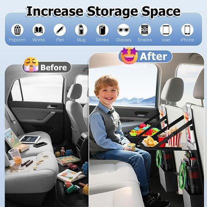 KaiCross Car Backseat Organizer with Table Holder,10 Storage Pockets Backseat Car Organizer and Storage with 600D Oxford Cloth,Travel Essentials,Kick Mats Back Seat Protector-2 Pack - Image 7