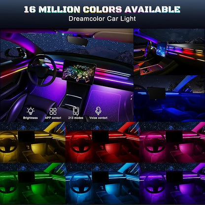 Dreamcolor Acrylic Interior Car LED Strip Light with USB/Type C/4-Port USB Cigarette Lighter,RGB 10 in 1 with 175 inches 650 LEDs Ambient Lighting Kits, Sound Active Function Neon Led Strips for Car - Image 3