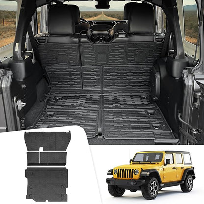 Cargo Mats for 2018-2026 Jeep Wrangler JL Unlimited 4X4 Trunk Mat with Backrest Liner, All Weather TPE Protector Rear Back Seat Mats for 18-26 Wrangler JL 4X4 4 Door Accessories by JTYZSM