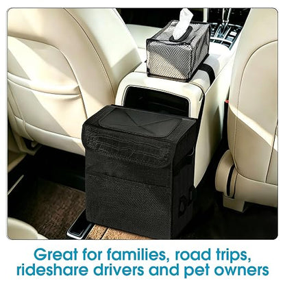 Ryhpez Hanging Car Trash Can with Tissue Holder Detachable, Leakproof | Car Garbage Can with Removable Car Napkin Holder, Car Trash Bin with Lid for Headrest, Console, Truck, SUV, Crocodile Pattern - Image 3