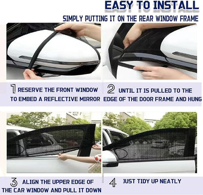 Car Front Window Shades, OUTTDID 2 Pack Side Window Sun Shades,Stretchy Mosquito Net Cover Fit Cars SUVs - Up to 31.5”x49.6” - Image 4