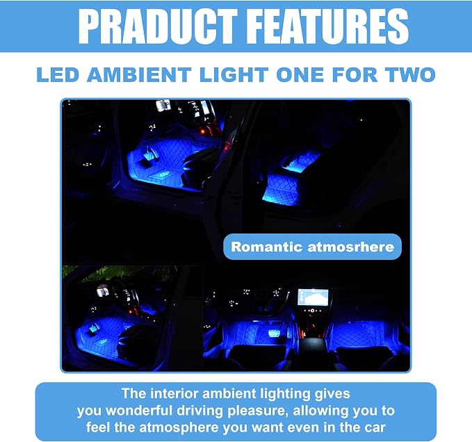 Car LED Strip Light, 24 LED 12V Cigarette Lighter Port, Blue | RGB Neon Auto Interior Atmosphere Lights, Under Dash Ambient Night Light, Universal Decorative Lamp Accessory for Car Truck - Image 6