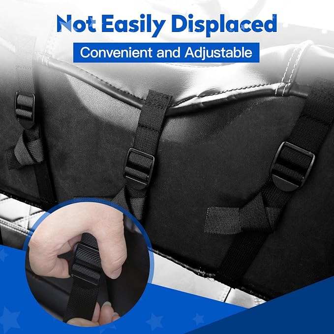 NOKINS Golf Cart Seat Covers 4 Piece Fits Club Car Precedent Standard Seat | Front and Rear Seat Vinyl Covers, Golf Cart Accessories, No Staples(Black&Black Stitch) - Image 6
