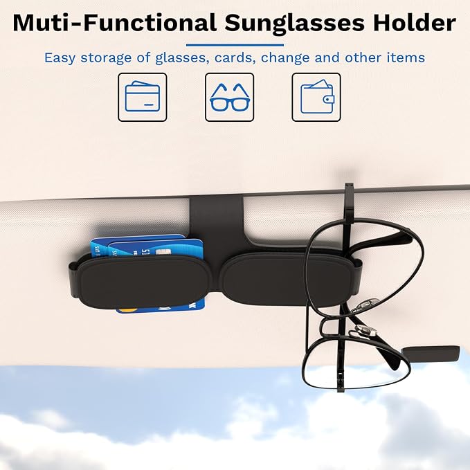 BFXM Sunglass Holder for Car Double Clip, Car Accessories | Sunglasses Holder Eyeglass Hanger Clip for Car Visor, Cars Sun Visor Ticket Card Clip - Image 4