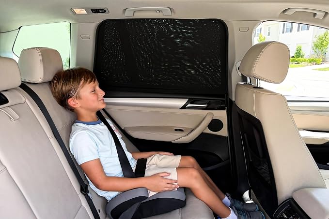 PEYOU Car Window Shades for Baby 2 Pack, Stretchable & Breathable Spandex Rear Side Car Sun Shade for Camping, Blocks Uv Rays & Sun Glare for Kids/Adults/Pets - 44.9"X19.7" Fits 99% Cars - Image 3