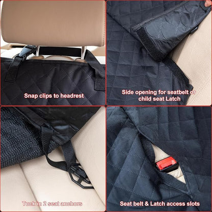 Kaiphy Dog Car Seat Cover, Back Seat Cover for Dogs Pet Car Seat Protector Waterproof Bench Car Seat Cover, Non-Slip Rear Seat Cover with 4 Safety Belt Openings for Safe Travel, Fits Cars Trucks SUVs - Image 5