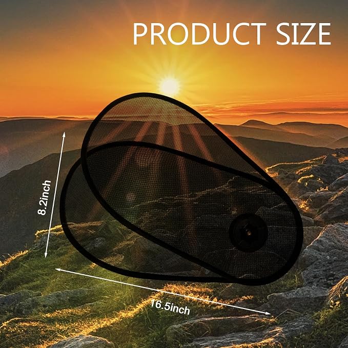 2PCS Car Shades for Side Windows, Adjustable & Rotatable Side Window Sun Shade, Baby Safe Car Windshield Sun Visor, Sun Blocker, Heat & Glare Protection, Universal Fit for Most Cars (Black) - Image 2