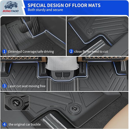 Rongtaod Floor Mats Set for 2024 2025 2026 Toyota Grand Highlander | Trunk Mat with Backrest Mat Waterproof Cargo Mat Cargo Liner TPE All Weather Back Seat Protector Grand Highlander Accessories - Image 3
