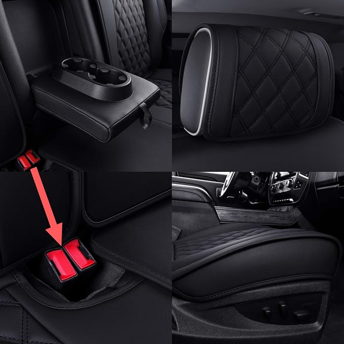Seat Covers Chevy Chevrolet Silverado GMC Sierra 2007-2026 1500 2500HD | Aierxuan 3500HD Truck Pickup Waterproof Leather Protectors Custom Fit Trail Boss Z71 Crew Double Extended Cab Full Set Black - Image 5
