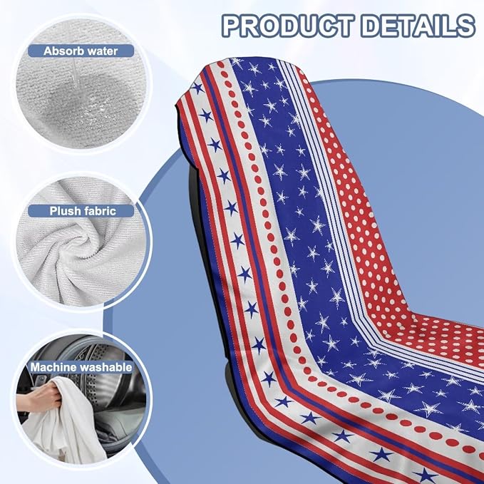 Horeset American Flag Car Seat Towel Cover Quick-Dry Star Stripes Front Car Seat Cover After Gym Sweat Automotive Seat Protector Towel Easy Fit Front Seat Cover - Image 8