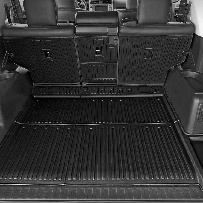 Floor Mats for 2013-2024 Toyota 4Runner Accessories | w/o Sliding Cargo Tray, Full-Coverage Set with Cargo Liner & Backrest Protector, Odorless TPE, All-Weather Protection - Image 5
