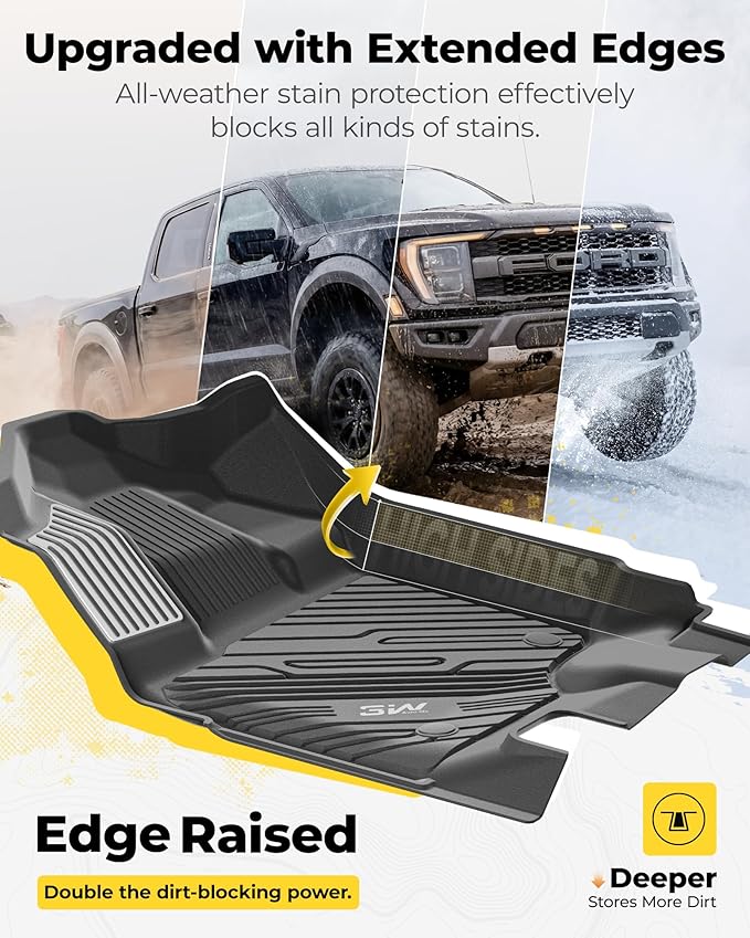 3W Floor Mats (with Metal Pedals) for Ford F-150 2015-2026 & F150 Lightning 2022-2025 SuperCrew - Image 5