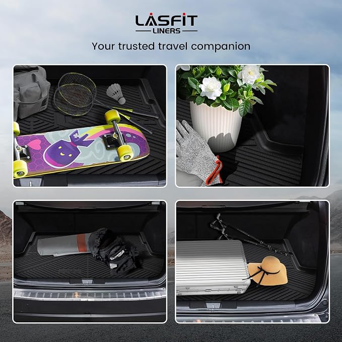 LASFIT Cargo Mat for Subaru Outback 2020-2025 | All Weather Custom Fit Anti-Slip Pet Friendly Easy Clean TPE Trunk Mat Cargo Tray Liner Accessories, Black - Image 8