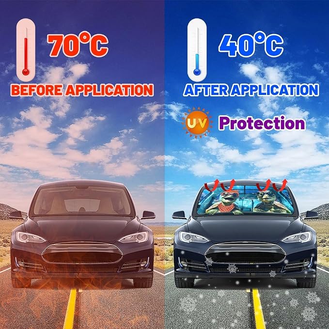 Fun Turtle Driving Windshield Sunshade Umbrella Sea Turtle Umbrella Sun Shade for Car Windshield Upgraded Heat Insulation Sunshades Car Front Window Covers for Trucks Sedan SUV Pickup - Image 3