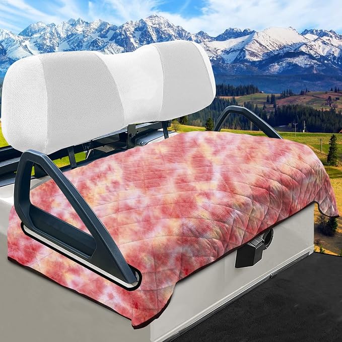 YOKYHOM Golf Cart Seat Covers for 2 & 4 Passenger Carts, Thick Short Plush with Non-Slip Backing, Ultra Soft Seat Towel Blanket, Fits EZGO, Club Car, Yamaha, 51"x30.5", Colorful Red by GolfCartLifestyleEssentials
