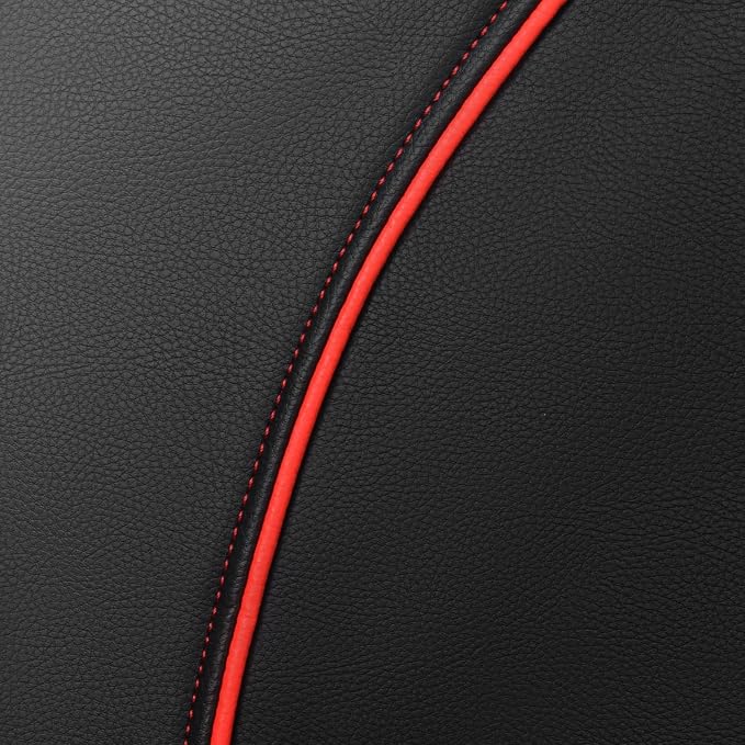 CAR PASS Leather Back Seat Cover,Piping Waterproof Bench Seat Cover, Rear Seat Cover Universal Fit for Cars Sedans SUVs Truck 95% Automotive Interior Backseat Car Covers (Rear,Black and Red) - Image 6