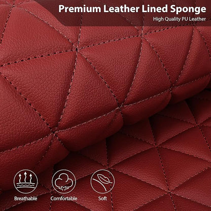 CAR PASS Bling Diamond Burgundy Leather Car Seat Covers Full Sets Interior Sets, Waterproof Shining Glitter Sparkly Crystal Universal Armrest Fit Automotive Truck SUV Cute Women Girl, Red Rhinestone - Image 5