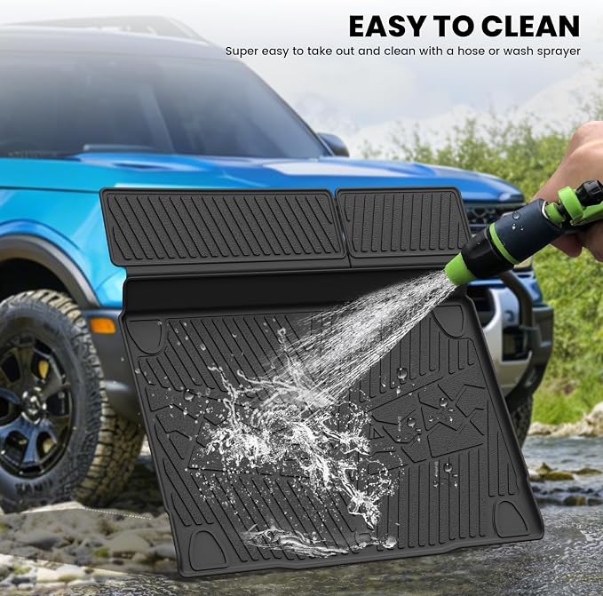 LASFIT Cargo Mats+Rear Back Seat Protector for Ford Bronco 4-Door 2021-2026 | All Weather TPE Trunk Liner+Underfloor Storage Mat+Backrest Cover Custom Fit Easy Clean, Not Fit Bronco Sport or 2 Door - Image 7