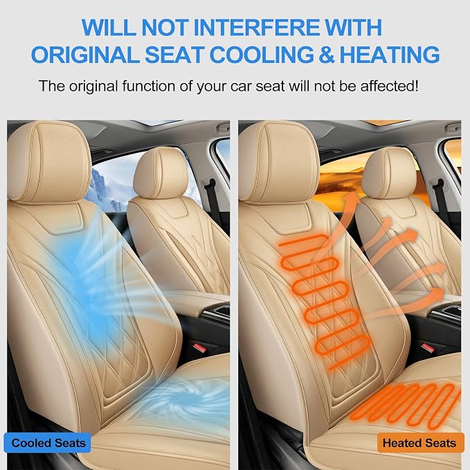 for Subaru Forester 2009-2026 Car Seat Covers, Full Set, Beige | Luxury Full Coverage Leather Seat Protectors, Waterproof Breathable, Non-Slip, Easy to Install, Airbag Compatible, All-Season - Image 8