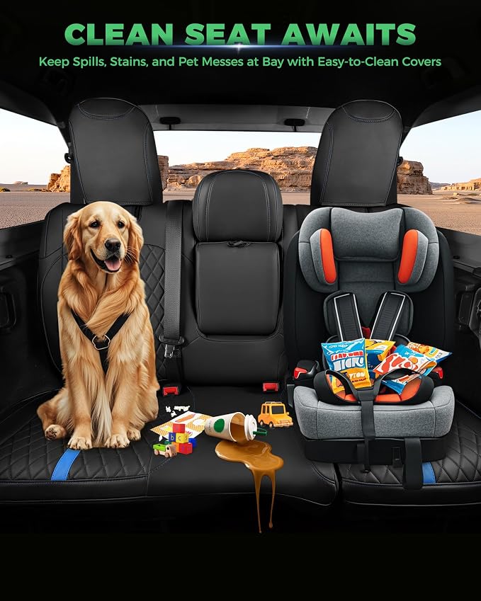 RIDEPOSH for Jeep Wrangler Leather Custom Car Seat Covers Full Set 4 Door | 2018-2026 JL, with Rear Cup Holder, Not for 4XE, Luxury Waterproof Protector, 40/60 Spilt, 5 Seats, Full Coverage, Durable - Image 7