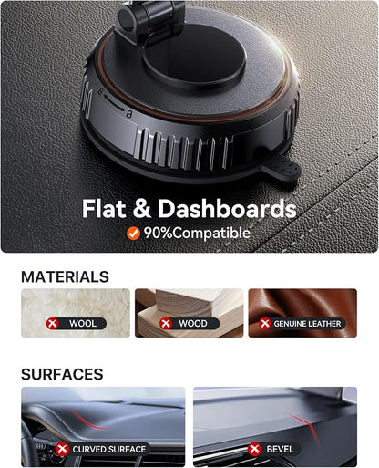 Miracase for MagSafe Car Mount[3600gf Strong Magnet & 89+LBS Suction Base]Vacuum Magnetic Phone Holders for Your Car, 360° Adjustable Dashboard & Windshield Mount with Dash Accents for All Smartphones - Image 7