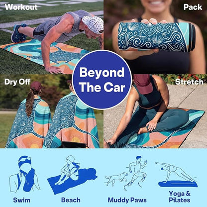 2 Pack Car Seat Towel Covers, Sweat-Proof Microfiber Seat Protectors for Gym, Running, Beach & Workout, Breathable Quick-Dry, Machine Washable, Pastel Manta Ray Print, Universal Fit - Image 6