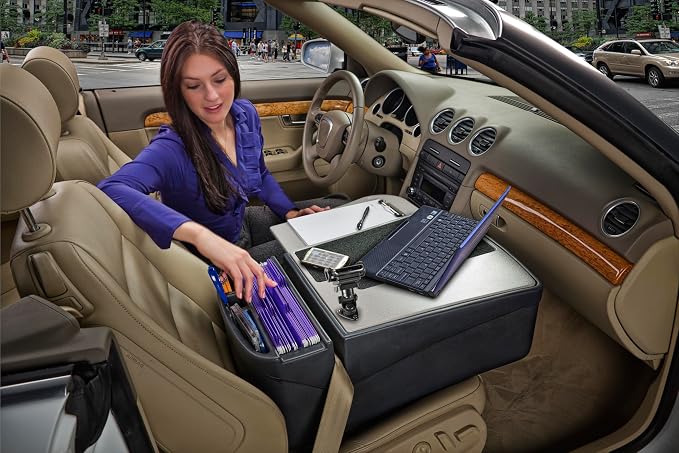 AutoExec GripMaster Car Desk for Your Vehicle Workstation and Mobile Office, Grey - Image 8