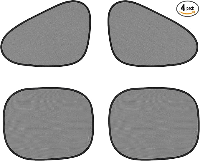 4pcs Car Window Shades, Electrostatic Adsorption Full Blackout Shades (2 Sizes) - 18.7 * 14.2in Front +17.3 * 14.3in Rear, UV Blocking for Baby/Family, Suitable for Daily Travel/Camping, Mesh by Unknown