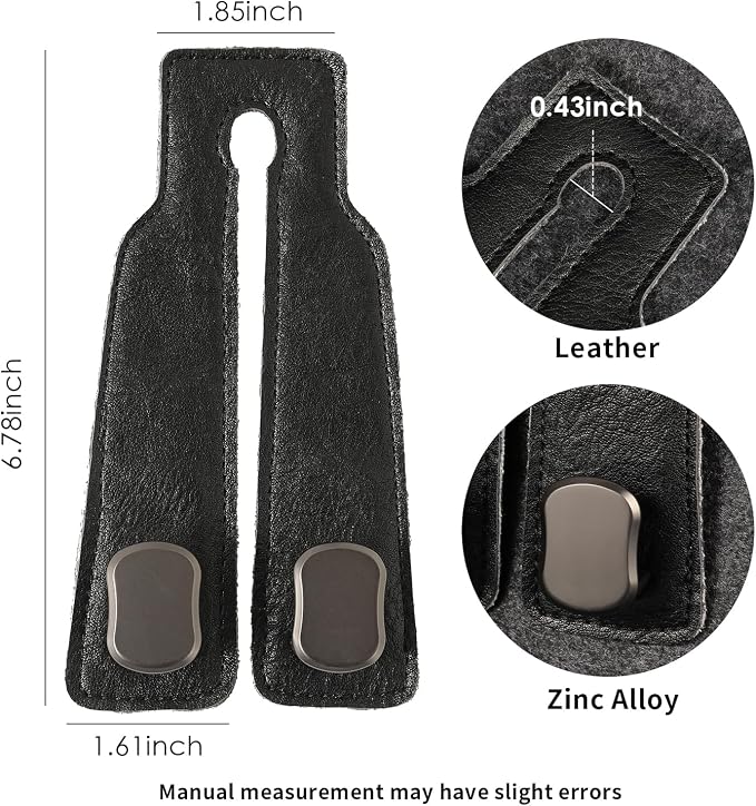 KINIVA Car Seat Headrest Storage Hooks, Set of 2, Suede PU Leather, Double Hooks (06-Black) - Image 2
