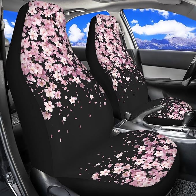 Cherry Blossom Car Seat Covers Set of 2, Universal Seat Protector for SUV Truck Van Sedans Cars, Breathable Auto Seat Protectors for Women Men - Image 6