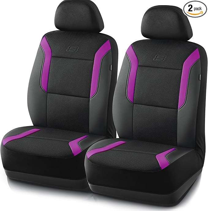 Skechers Memory Foam Car Seat Covers, Air Cool Mesh Thick Seat Covers,Car Seat Covers Front Seats,Airbag Compatible, Automotive Comfort Protection for Most Cars,Van,Trucks, SUVs,Purple by Unknown