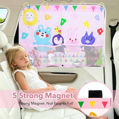 LEIWOOR 2-Pack Magnetic 2 Layers UV Protection Car Window Shades for Baby | Privacy full/half shade car back side window shades with net pocket, breathable heat block curtain for truck van sedan SUV - Image 2