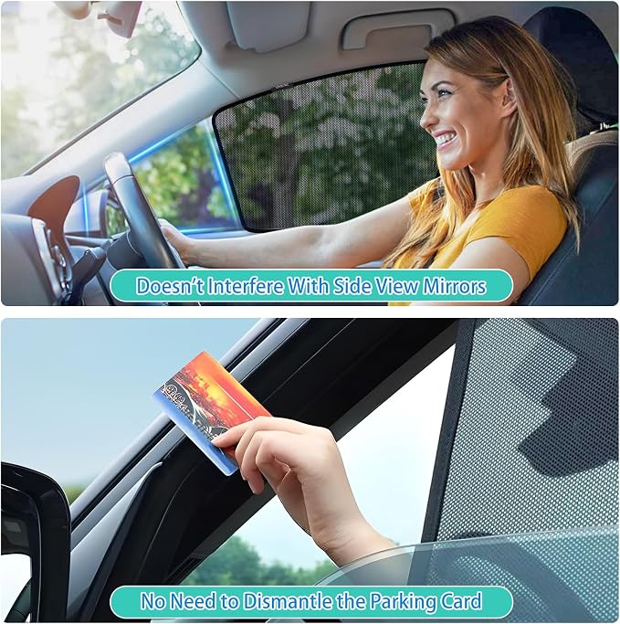 XCBYT 2021-2023 Nissan Rogue Window Shades, 4-Pack Privacy Cooling Mesh | Breathable & blocks heat for camping & baby sleeping.Front shades are partial for rearview mirror. Wait 24h for clips to set - Image 4