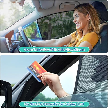 XCBYT 2021-2023 Nissan Rogue Window Shades, 4-Pack Privacy Cooling Mesh | Breathable & blocks heat for camping & baby sleeping.Front shades are partial for rearview mirror. Wait 24h for clips to set - Image 4