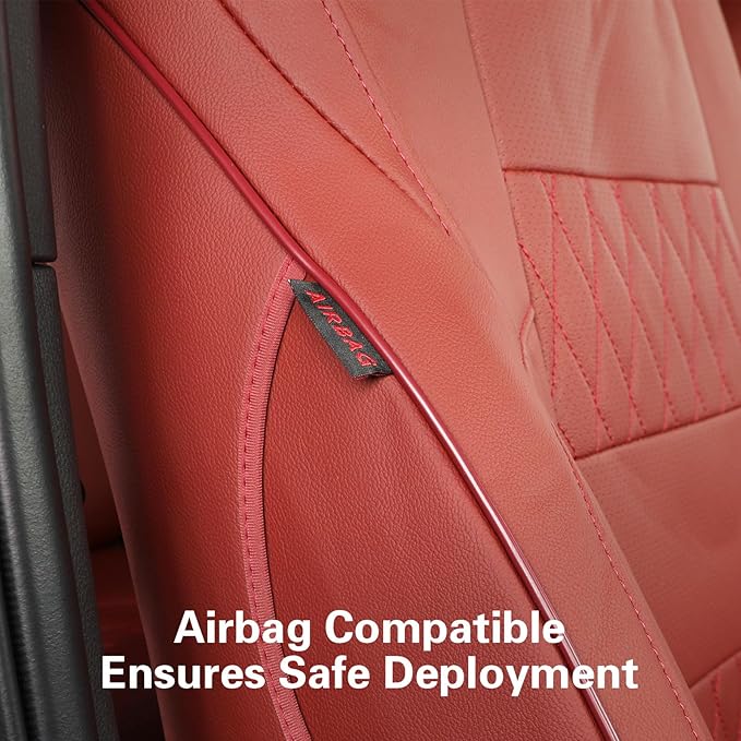 EKR Tacoma Car Seat Covers Custom Fit for Toyota Tacoma (Petrol) 2024 2025 2026 DoubleCab/CrewCab SR/SR5/TRD Sport/TRD Off-Road/Limited -Truck Seat Covers Full Set,Faux Leather(Burgundy) - Image 2