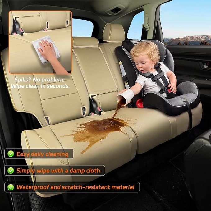 Ranaya Custom Fit Lexus Seat Covers for Lexus GX460 2012–2023 | for Base,Premium,Luxury,7-Passenger Full Set,(Fits 2nd Row Bench Seat),Waterproof Leatherette,Pet & Kid Friendly,Beige - Image 7