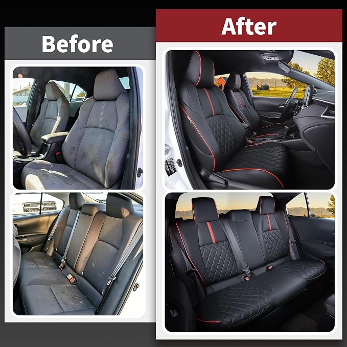 HKZ Customized Special seat Cover for Toyota Corolla (Black+Red, 2020-2022 Corolla XSE) - Image 5