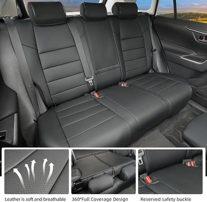 Lolcar Rav4 Seat Covers Custom Fit for Toyota RAV4 Adventure,TRD-Off Road 2019 2020 2021 2022 2023 2024, Leather Truck Seat Cover Full Set for SUV,Faux Leather(Black) - Image 5