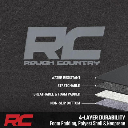 Rough Country Neoprene Seat Covers for Chevy Silverado & GMC Sierra 1500 (2019-2026) w/No Rear Seat Storage or Cup Holder - Waterproof & UV Resistant, Foam Padded, Front & Rear Row Cover Set - Image 6