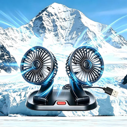 Adjustable Dual Head Car Cooling Fan-Brushless Motor-2 Speeds, 360 Rotation, for Car Dashboard, Powerful Cooling Solution for SUV/RV/Truck/Sedan/Cruise/Office, USB Powered (2-head 5V) by Unknown