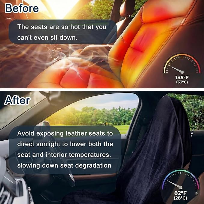 Car Seat Towel Cover, 2pcs Universal Front Seat Protector for Cars, SUVs and Trucks, Sweat Towel Car Seat Cover for Gym, Yoga, Swimming, Pets and Family Travel - Image 4