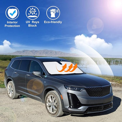 Windshield Sun Shade for 2020-2025 Cadillac XT6 Accessories | Full covered for windshield, Foldable & Durable, Block UV Rays, Reduce Heat, Easy to install, Keep Car Cooler - Image 5