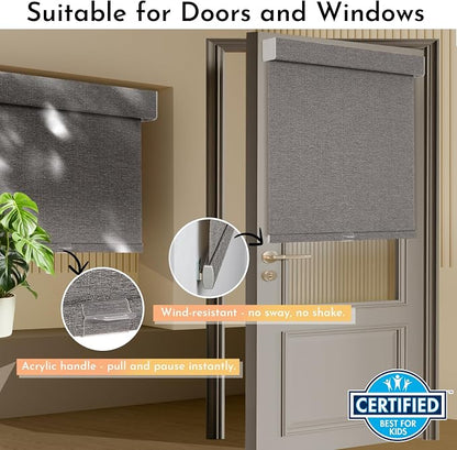 Persilux Blackout Roller Shades for Indoor Window Blinds,Cordless,Linen Fabric,Thermal Insulated Fabric UV Protection Shades for Home,Office,Bedroom,Door,Blackout-Stone Grey,Custom Size - Image 3